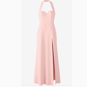 FAME AND PARTNERS BLUSH PINK HALTER GOWN W/ SLIT 6